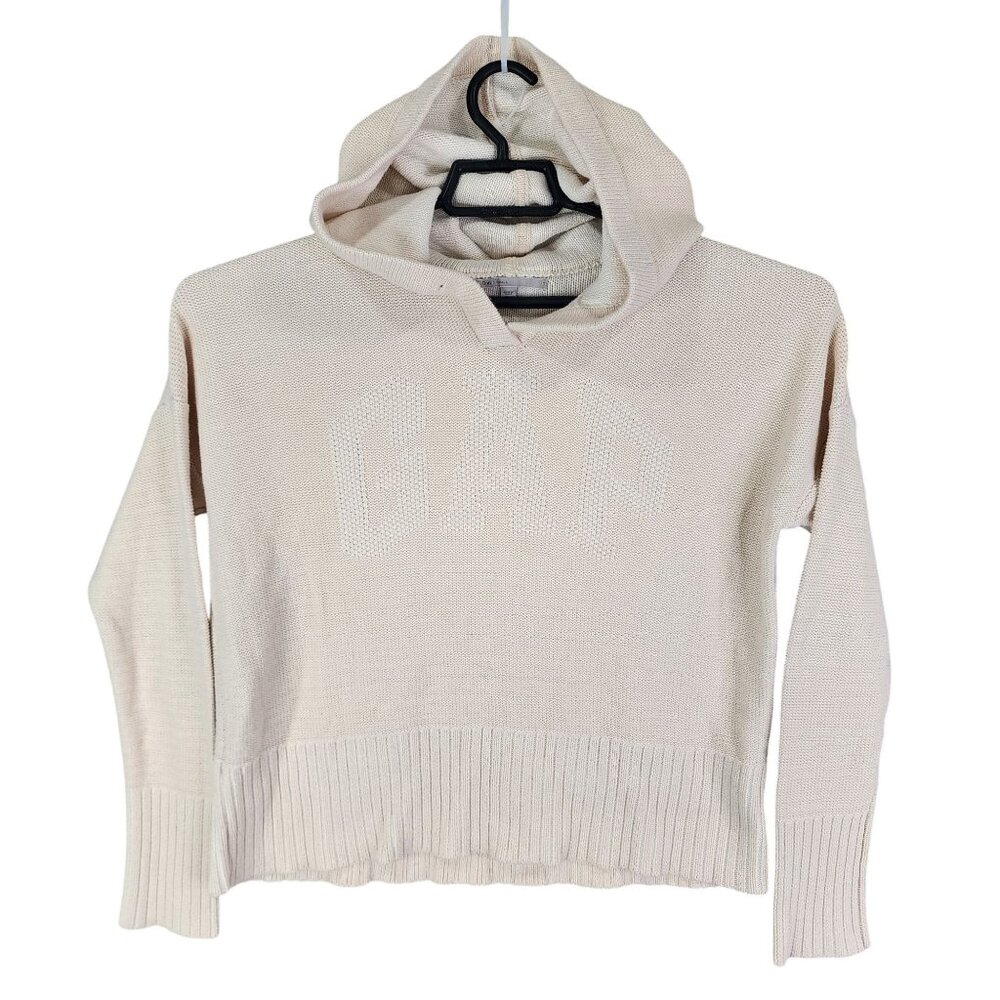 Womens Beige Gap Hooded Sweater 100% Cotton Long Sleeve Size S
